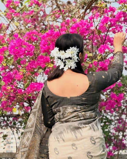 Digital Print Linen Saree with Matching Blouse | 6.30M | Festive & Everyday Wear - Rosepetals Luxe