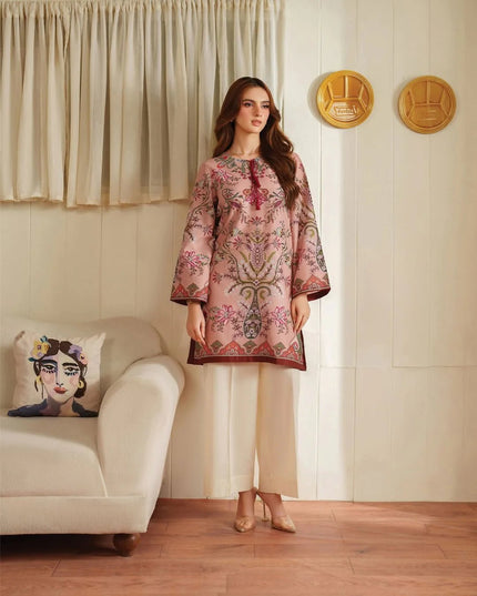Digital Printed Muslin Co-ord Set with Farshi Shalwar | Breathable Muslin | Sizes M–10XL - Rosepetals Luxe
