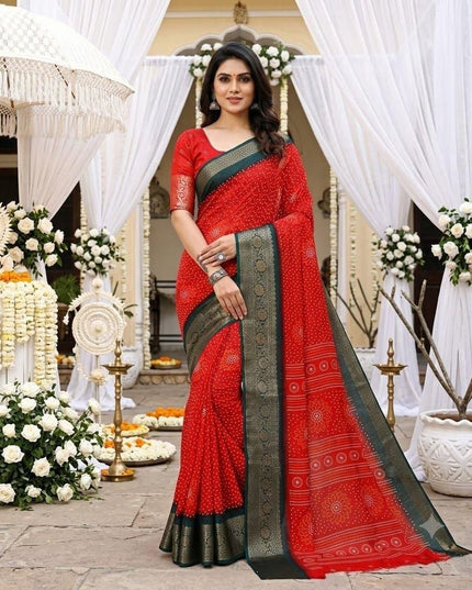 Dola Cotton Kalamkari Print Saree | Jacquard Kanjivaram Zari Border & Pallu | 9 Colours - Rosepetals Luxe