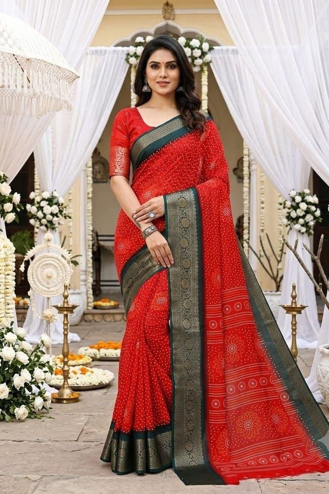 Dola Cotton Kalamkari Print Saree | Jacquard Kanjivaram Zari Border & Pallu | 9 Colours - Rosepetals Luxe