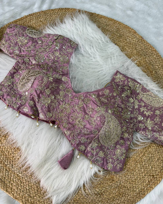 Elegant Crystal Crush Tissue Saree with Embroidery and Coding Weaving - Rosepetals Luxe