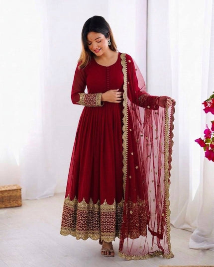 Elegant Embroidered Sequence Designer Anarkali Two Piece Set | Perfect Festive Wear - Rosepetals Luxe