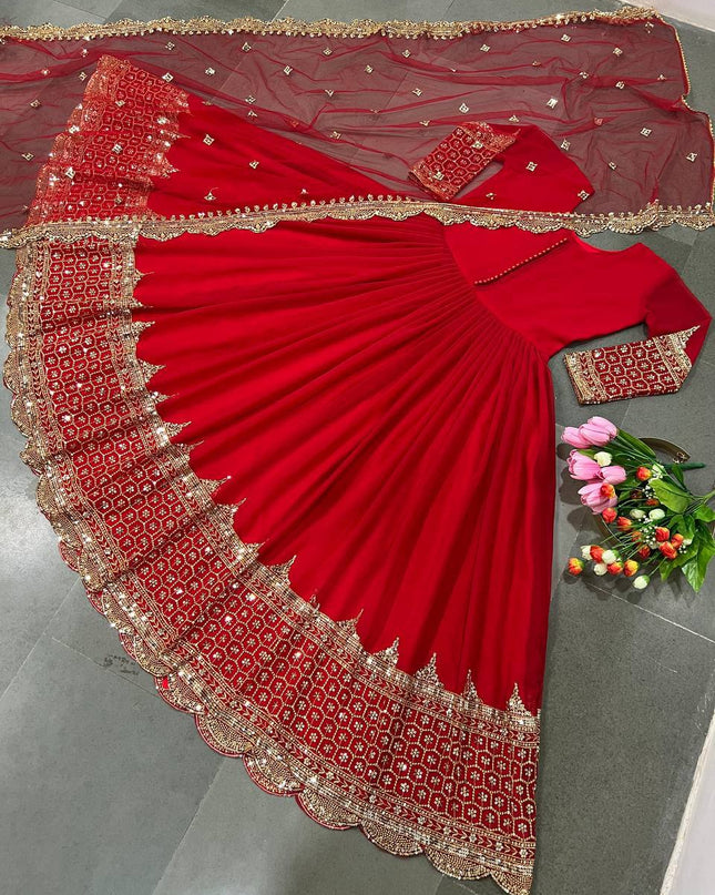Elegant Embroidered Sequence Designer Anarkali Two Piece Set | Perfect Festive Wear - Rosepetals Luxe