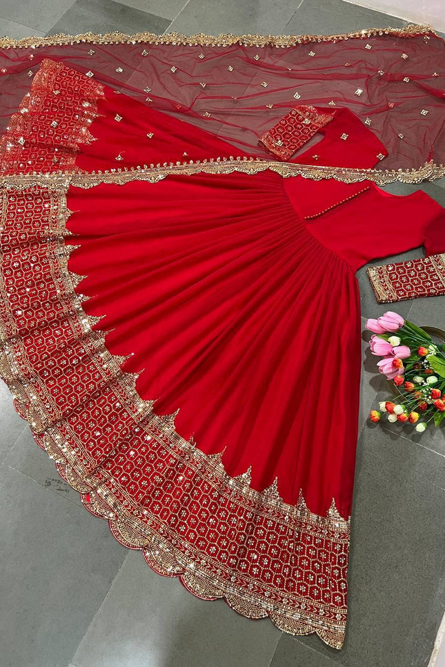 Elegant Embroidered Sequence Designer Anarkali Two Piece Set | Perfect Festive Wear - Rosepetals Luxe