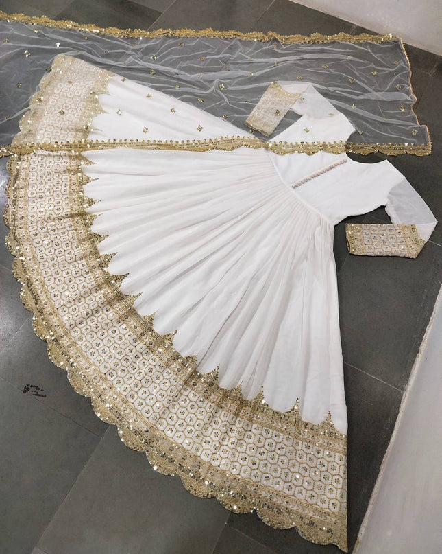 Elegant Embroidered Sequence Designer Anarkali Two Piece Set | Perfect Festive Wear - Rosepetals Luxe