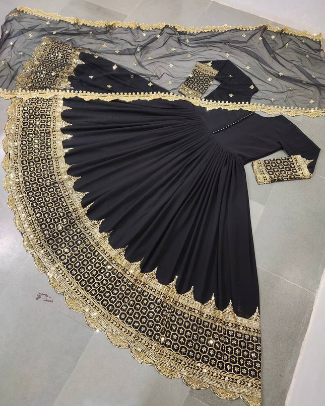 Elegant Embroidered Sequence Designer Anarkali Two Piece Set | Perfect Festive Wear - Rosepetals Luxe
