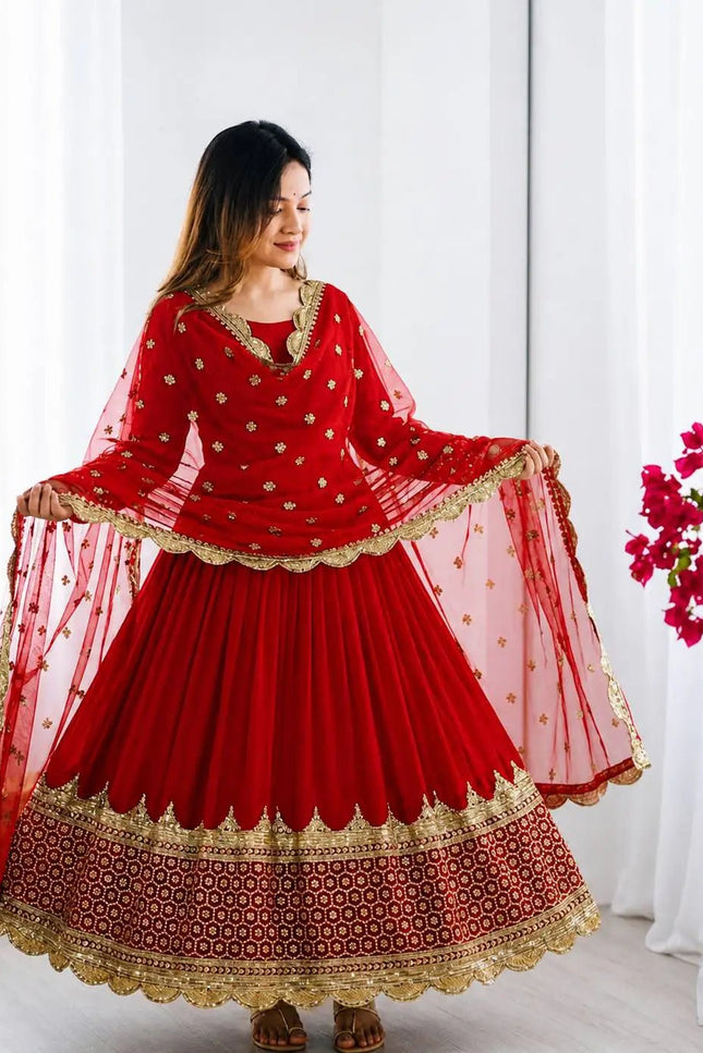 Elegant Embroidered Sequence Designer Anarkali Two Piece Set | Perfect Festive Wear - Rosepetals Luxe