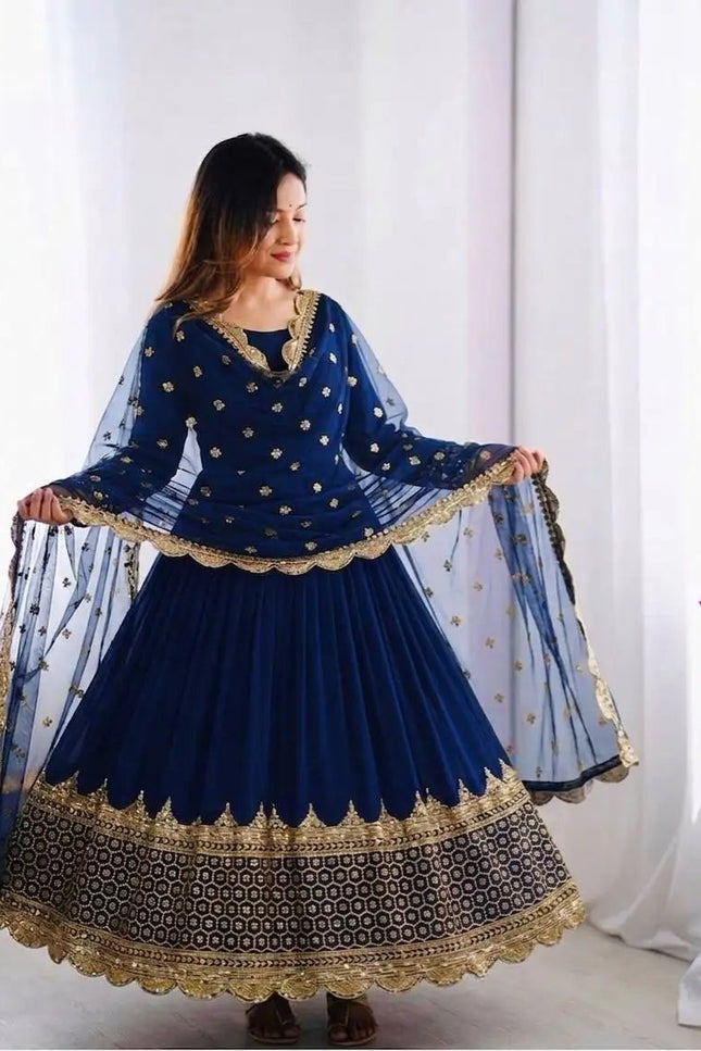 Elegant Embroidered Sequence Designer Anarkali Two Piece Set | Perfect Festive Wear - Rosepetals Luxe