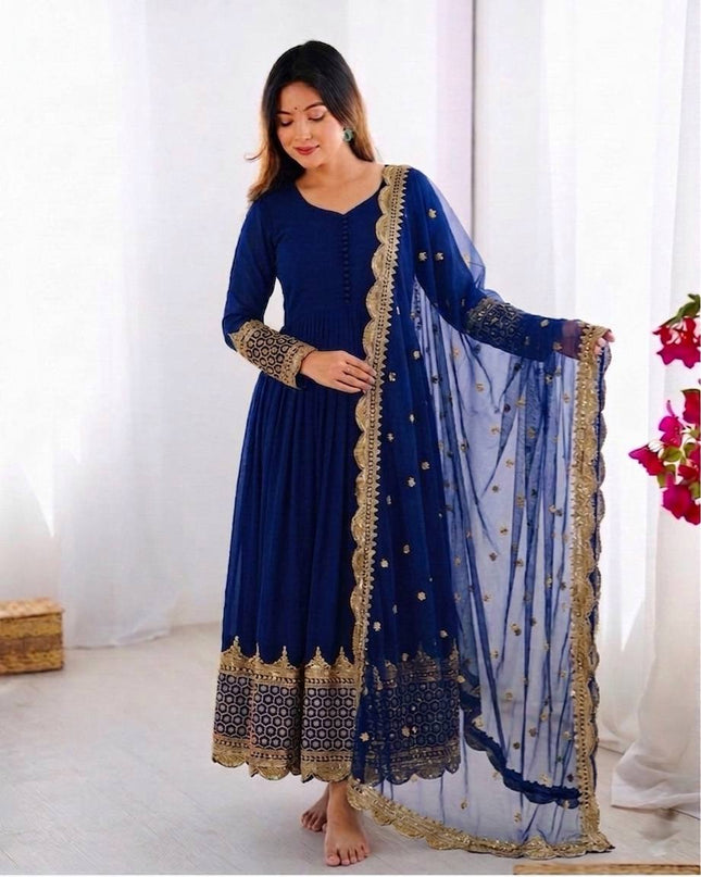 Elegant Embroidered Sequence Designer Anarkali Two Piece Set | Perfect Festive Wear - Rosepetals Luxe