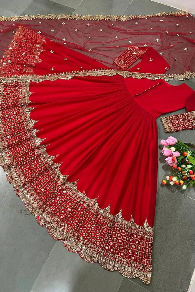 Elegant Embroidered Sequence Designer Anarkali Two Piece Set | Perfect Festive Wear - Rosepetals Luxe
