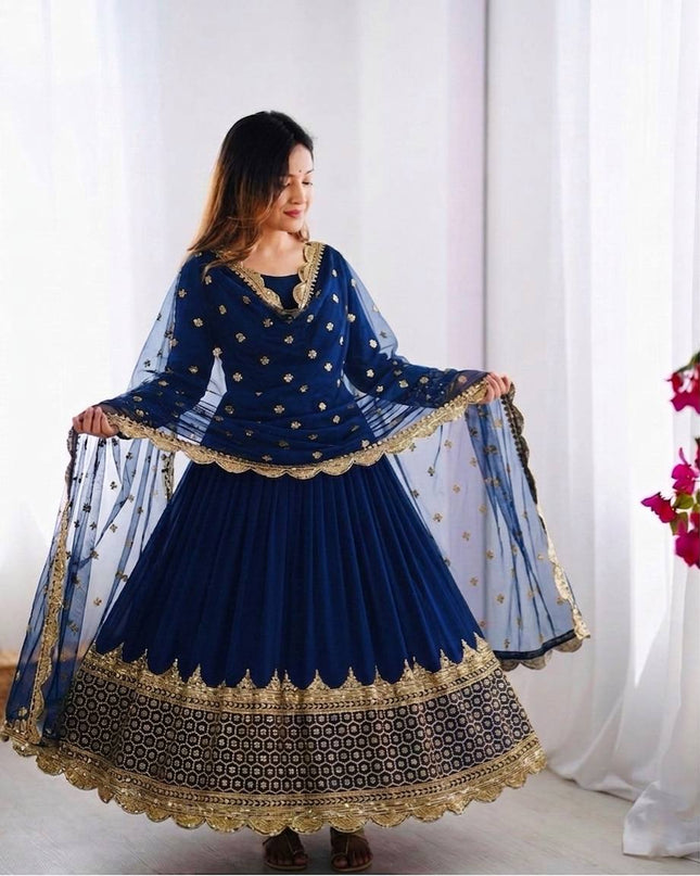Elegant Embroidered Sequence Designer Anarkali Two Piece Set | Perfect Festive Wear - Rosepetals Luxe