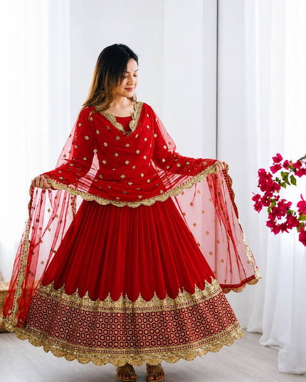Elegant Embroidered Sequence Designer Anarkali Two Piece Set | Perfect Festive Wear - Rosepetals Luxe