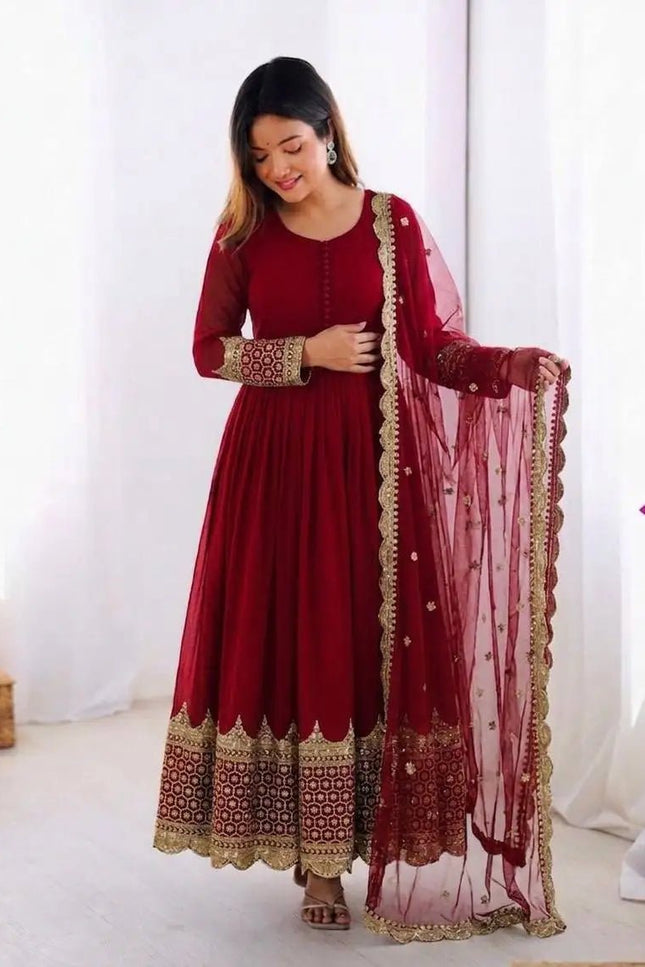Elegant Embroidered Sequence Designer Anarkali Two Piece Set | Perfect Festive Wear - Rosepetals Luxe