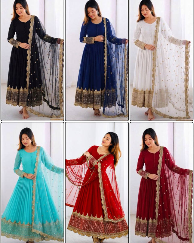 Elegant Embroidered Sequence Designer Anarkali Two Piece Set | Perfect Festive Wear - Rosepetals Luxe