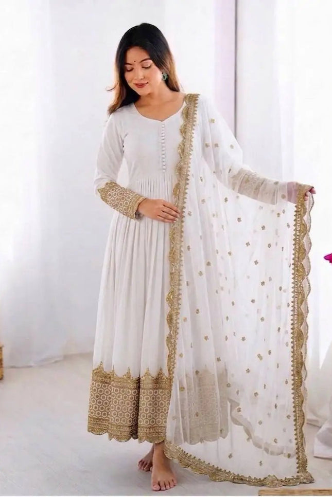 Elegant Embroidered Sequence Designer Anarkali Two Piece Set | Perfect Festive Wear - Rosepetals Luxe