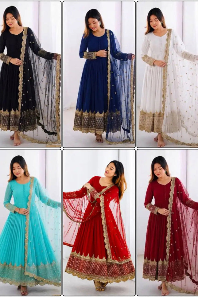 Elegant Embroidered Sequence Designer Anarkali Two Piece Set | Perfect Festive Wear - Rosepetals Luxe