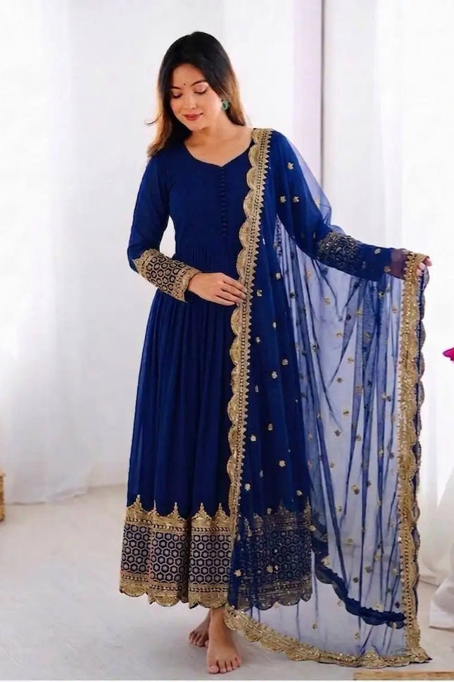 Elegant Embroidered Sequence Designer Anarkali Two Piece Set | Perfect Festive Wear - Rosepetals Luxe