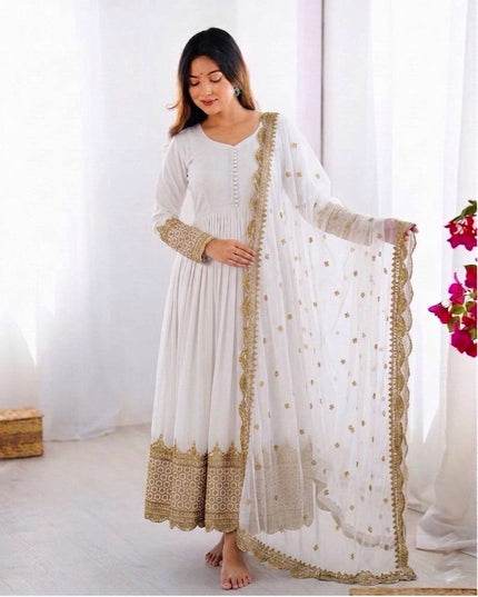 Elegant Embroidered Sequence Designer Anarkali Two Piece Set | Perfect Festive Wear - Rosepetals Luxe