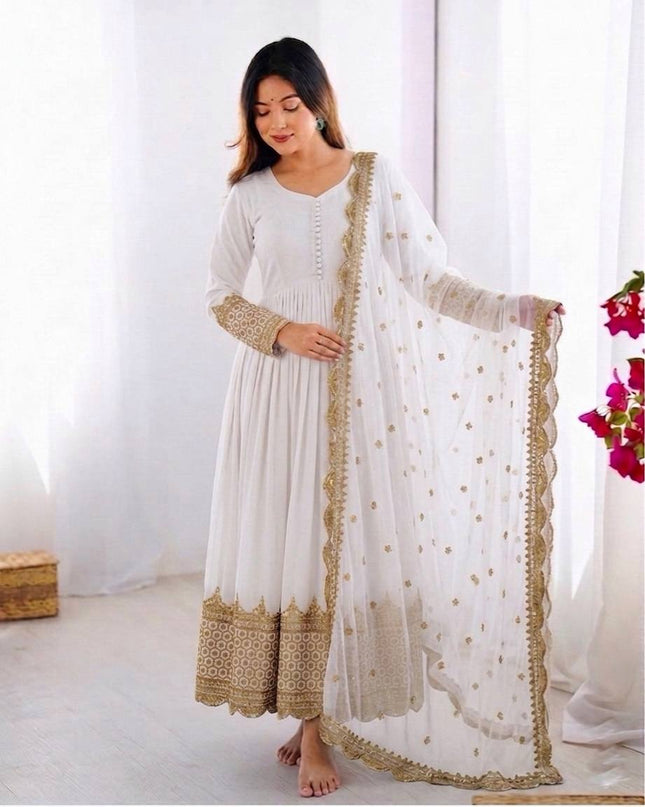 Elegant Embroidered Sequence Designer Anarkali Two Piece Set | Perfect Festive Wear - Rosepetals Luxe