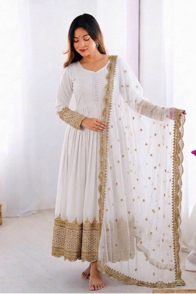 Elegant Embroidered Sequence Designer Anarkali Two Piece Set | Perfect Festive Wear - Rosepetals Luxe