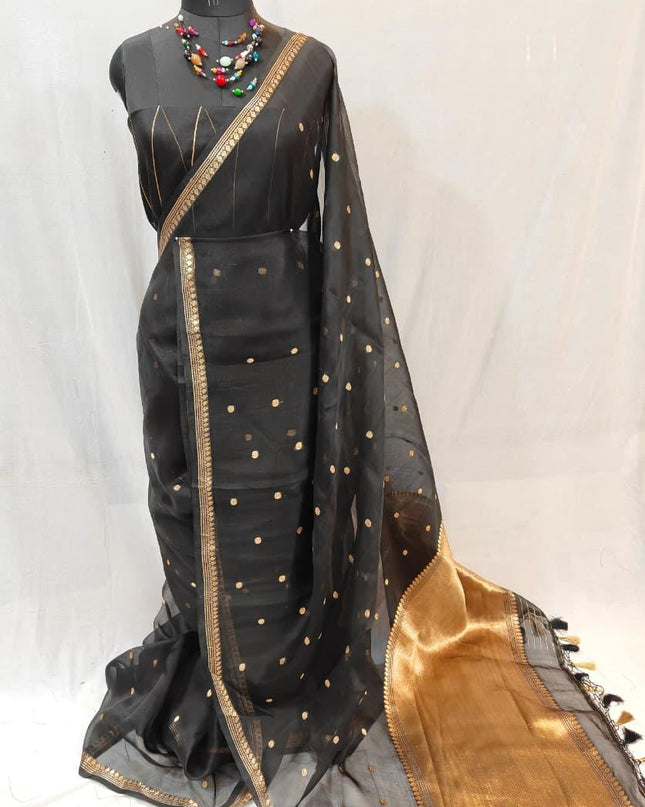 Elegant Handloom Pure Organza Dyeable Saree with Blouse Piece - Rosepetals Luxe