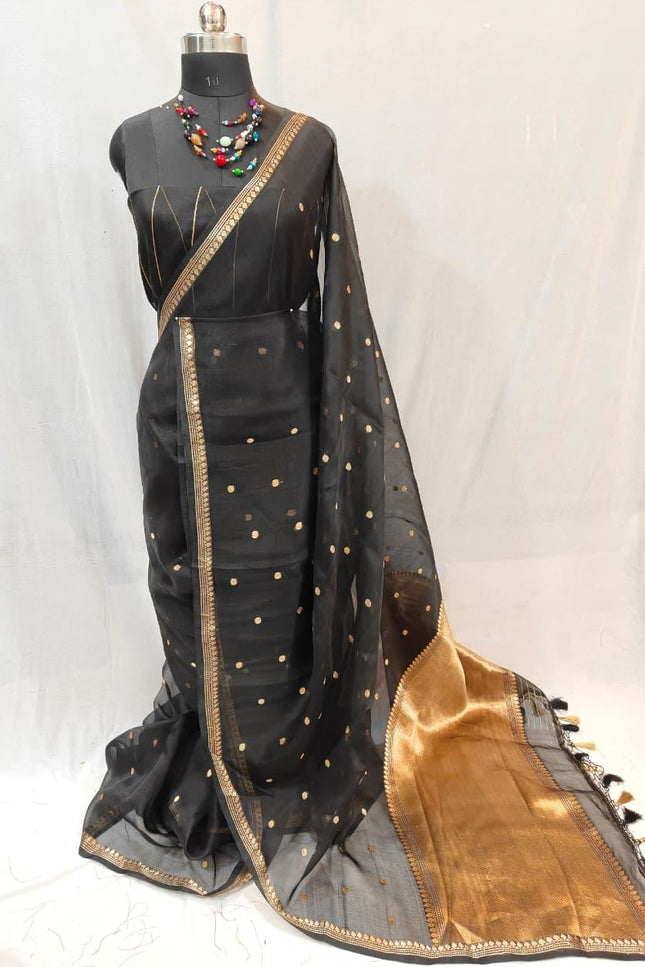 Elegant Handloom Pure Organza Dyeable Saree with Blouse Piece - Rosepetals Luxe