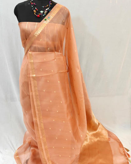 Elegant Handloom Pure Organza Dyeable Saree with Blouse Piece - Rosepetals Luxe