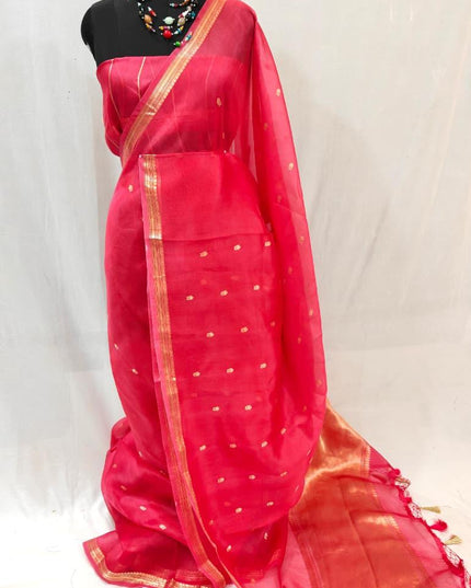 Elegant Handloom Pure Organza Dyeable Saree with Blouse Piece - Rosepetals Luxe
