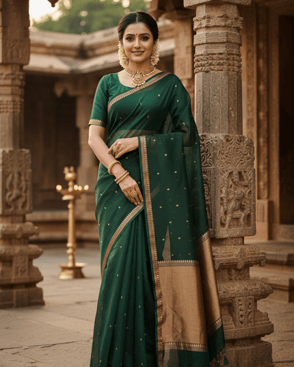 Elegant Handloom Pure Organza Dyeable Saree with Blouse Piece - Rosepetals Luxe