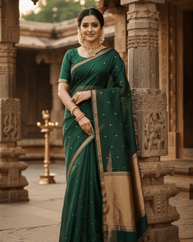 Elegant Handloom Pure Organza Dyeable Saree with Blouse Piece - Rosepetals Luxe