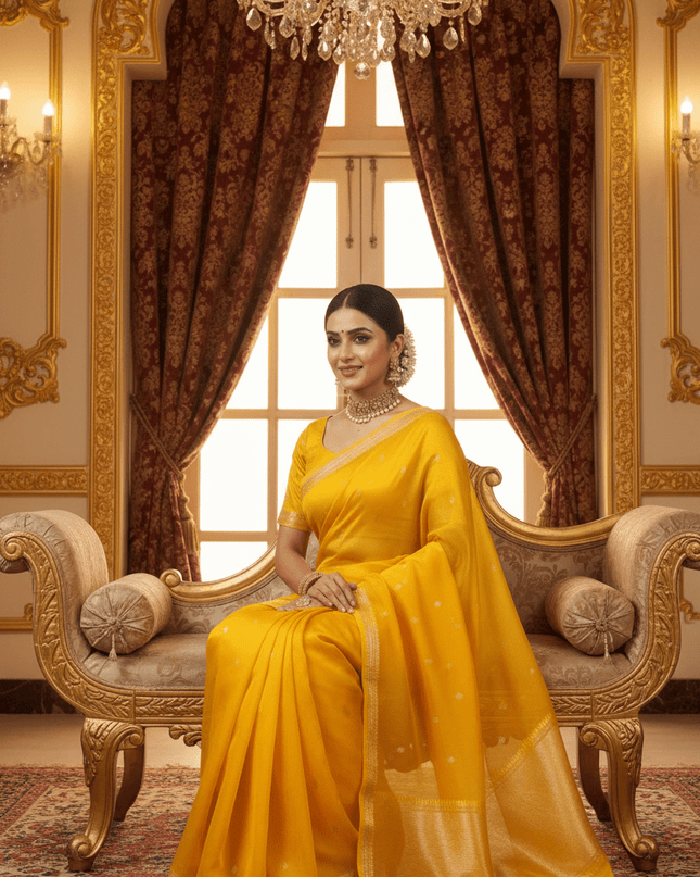 Elegant Handloom Pure Organza Dyeable Saree with Blouse Piece - Rosepetals Luxe