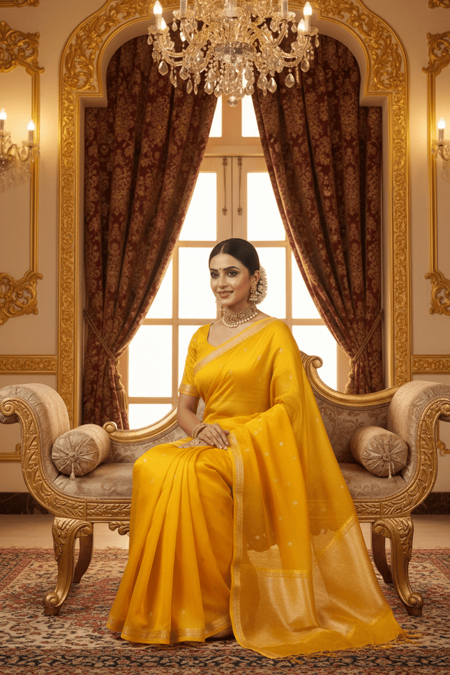 Elegant Handloom Pure Organza Dyeable Saree with Blouse Piece - Rosepetals Luxe