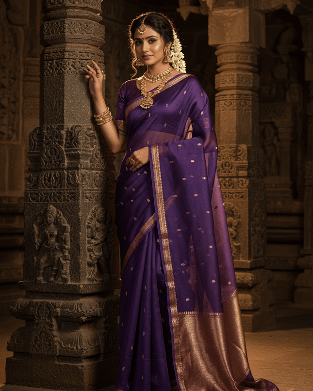 Elegant Handloom Pure Organza Dyeable Saree with Blouse Piece - Rosepetals Luxe