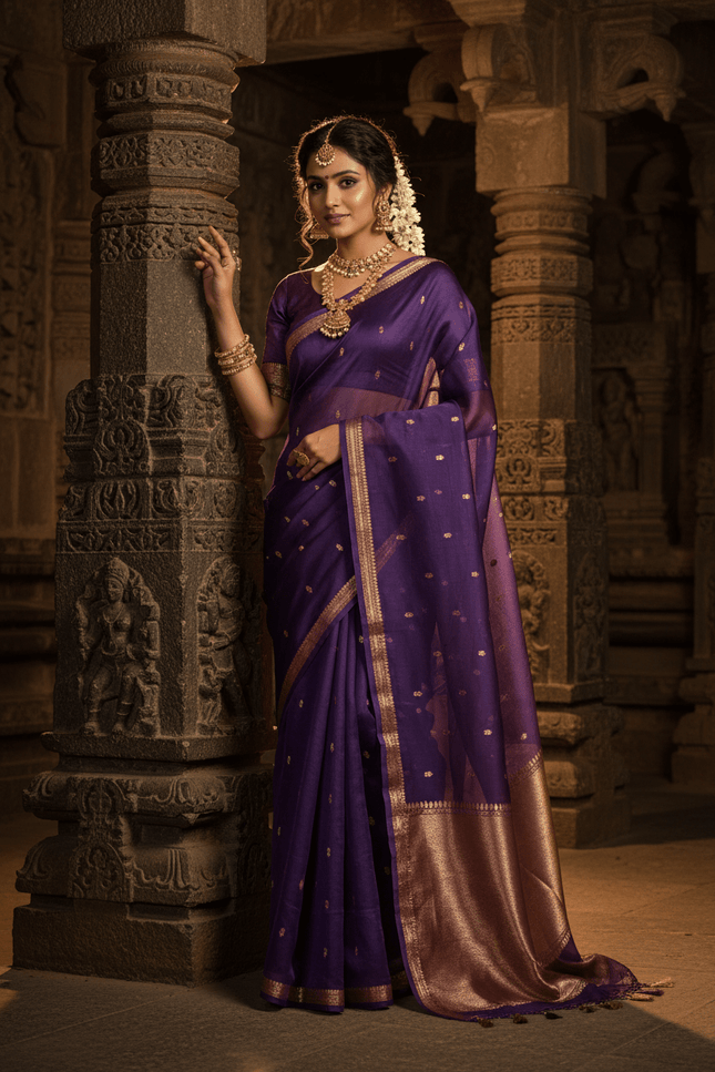 Elegant Handloom Pure Organza Dyeable Saree with Blouse Piece - Rosepetals Luxe