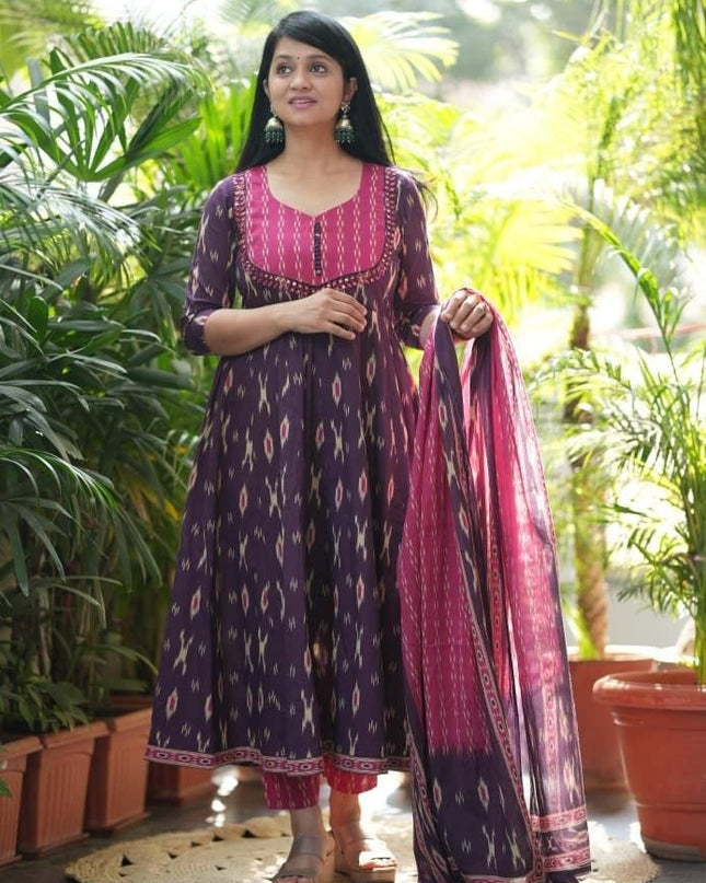 Elegant High - Quality Cotton Kurta Set with Malmal Dupatta | Perfect for Premium Look - Rosepetals Luxe