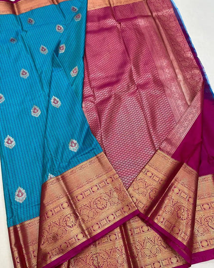 Elegant Kanchipuram Luxe Silk Saree | Zari Woven Border | Festive Drape - Rosepetals Luxe