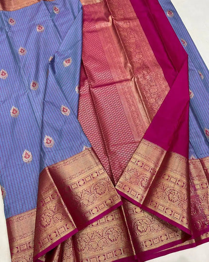 Elegant Kanchipuram Luxe Silk Saree | Zari Woven Border | Festive Drape - Rosepetals Luxe