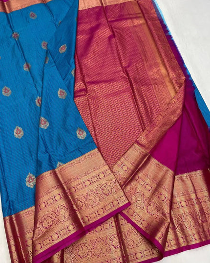 Elegant Kanchipuram Luxe Silk Saree | Zari Woven Border | Festive Drape - Rosepetals Luxe