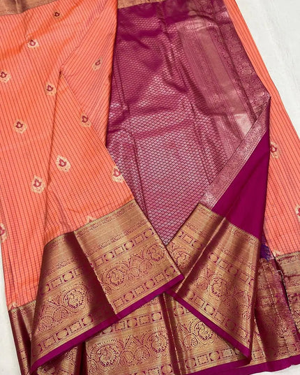 Elegant Kanchipuram Luxe Silk Saree | Zari Woven Border | Festive Drape - Rosepetals Luxe