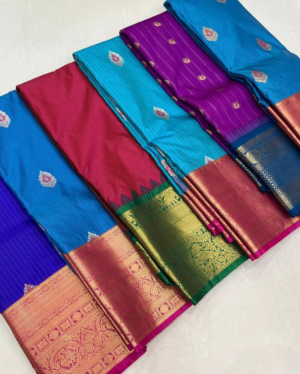 Elegant Kanchipuram Luxe Silk Saree | Zari Woven Border | Festive Drape - Rosepetals Luxe