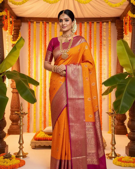 Elegant Kanchipuram Luxe Silk Saree | Zari Woven Border | Festive Drape - Rosepetals Luxe