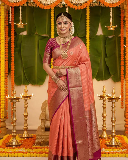 Elegant Kanchipuram Luxe Silk Saree | Zari Woven Border | Festive Drape - Rosepetals Luxe