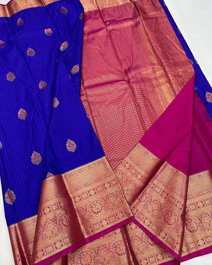 Elegant Kanchipuram Luxe Silk Saree | Zari Woven Border | Festive Drape - Rosepetals Luxe