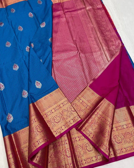 Elegant Kanchipuram Luxe Silk Saree | Zari Woven Border | Festive Drape - Rosepetals Luxe