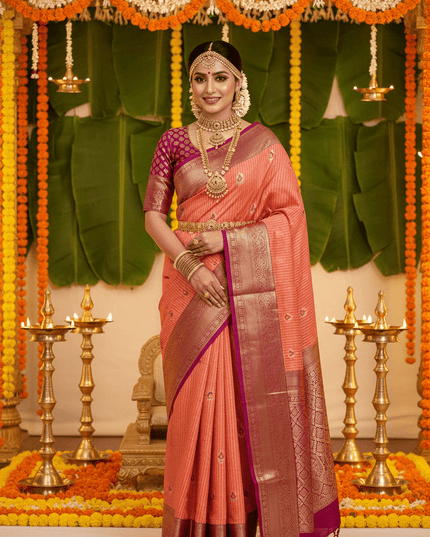 Elegant Kanchipuram Semi Silk Saree | Zari Woven Border | Festive Drape - Rosepetals Luxe