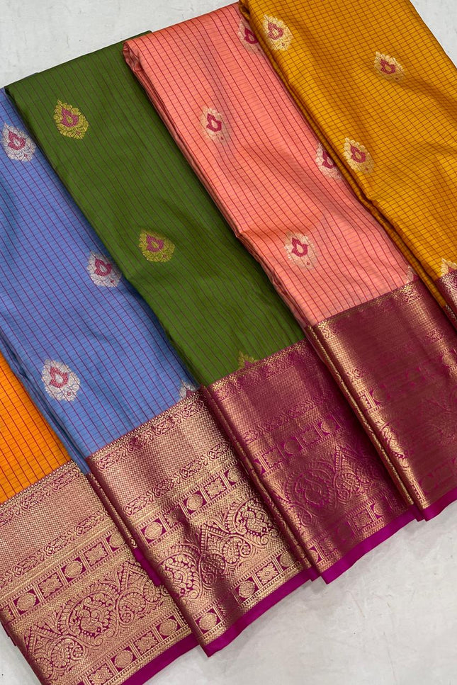 Elegant Kanchipuram Semi Silk Saree | Zari Woven Border | Festive Drape - Rosepetals Luxe