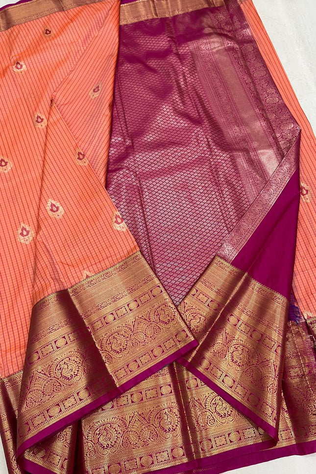 Elegant Kanchipuram Semi Silk Saree | Zari Woven Border | Festive Drape - Rosepetals Luxe