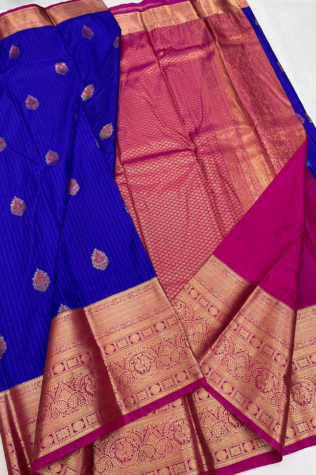 Elegant Kanchipuram Semi Silk Saree | Zari Woven Border | Festive Drape - Rosepetals Luxe