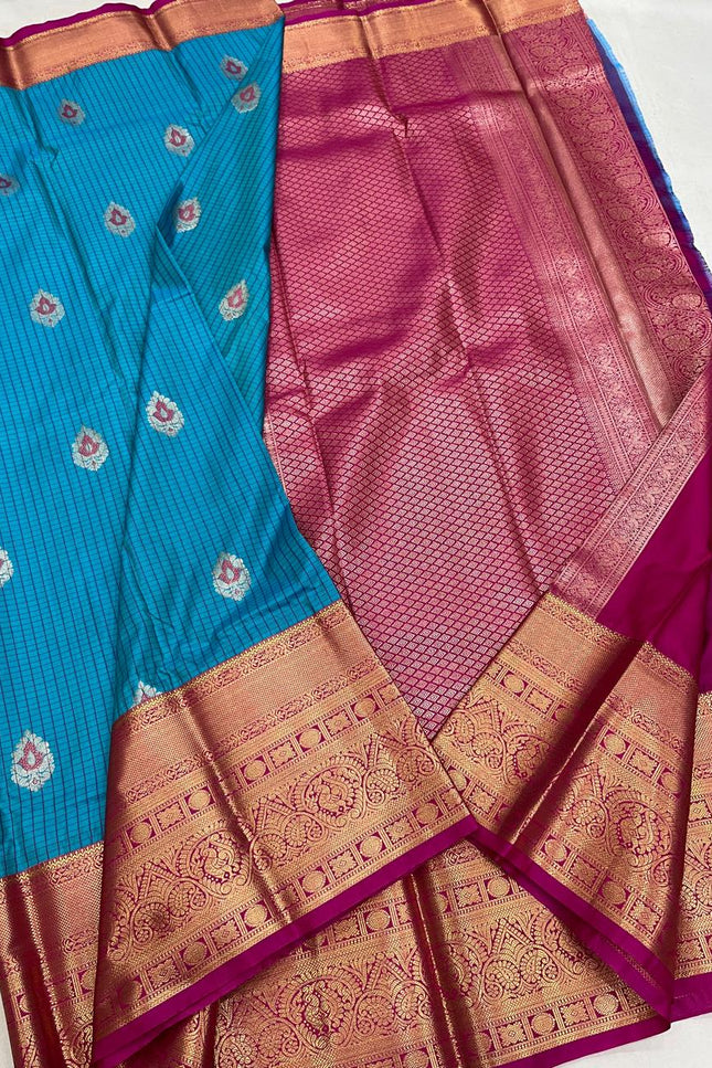 Elegant Kanchipuram Semi Silk Saree | Zari Woven Border | Festive Drape - Rosepetals Luxe
