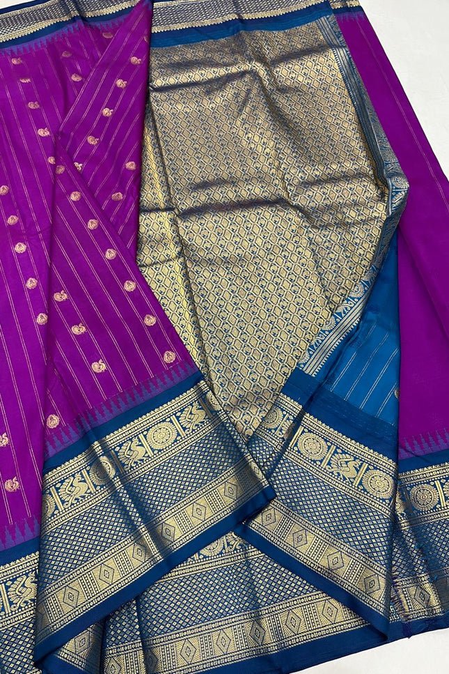 Elegant Kanchipuram Semi Silk Saree | Zari Woven Border | Festive Drape - Rosepetals Luxe